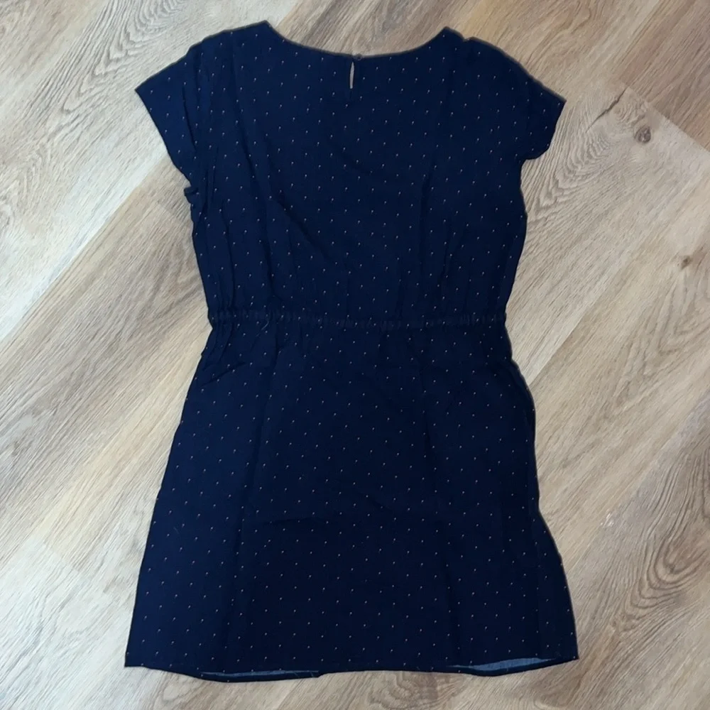 Adorable J Crew Navy with Tiny Pink Dots Cap Sleeve Pocket Dress size 6